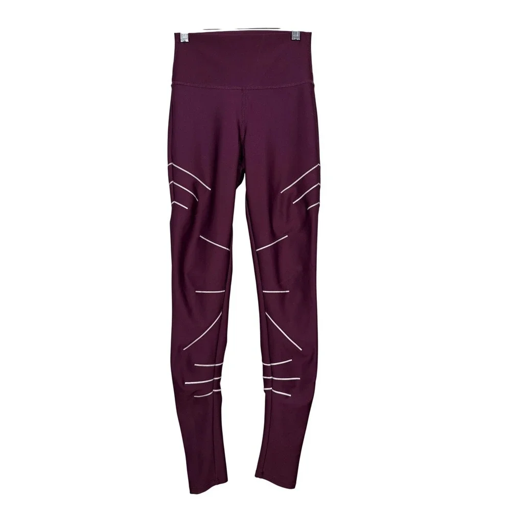 ALO YOGA High-Waist Sequence Leggings, Dark Plum, Size XS
